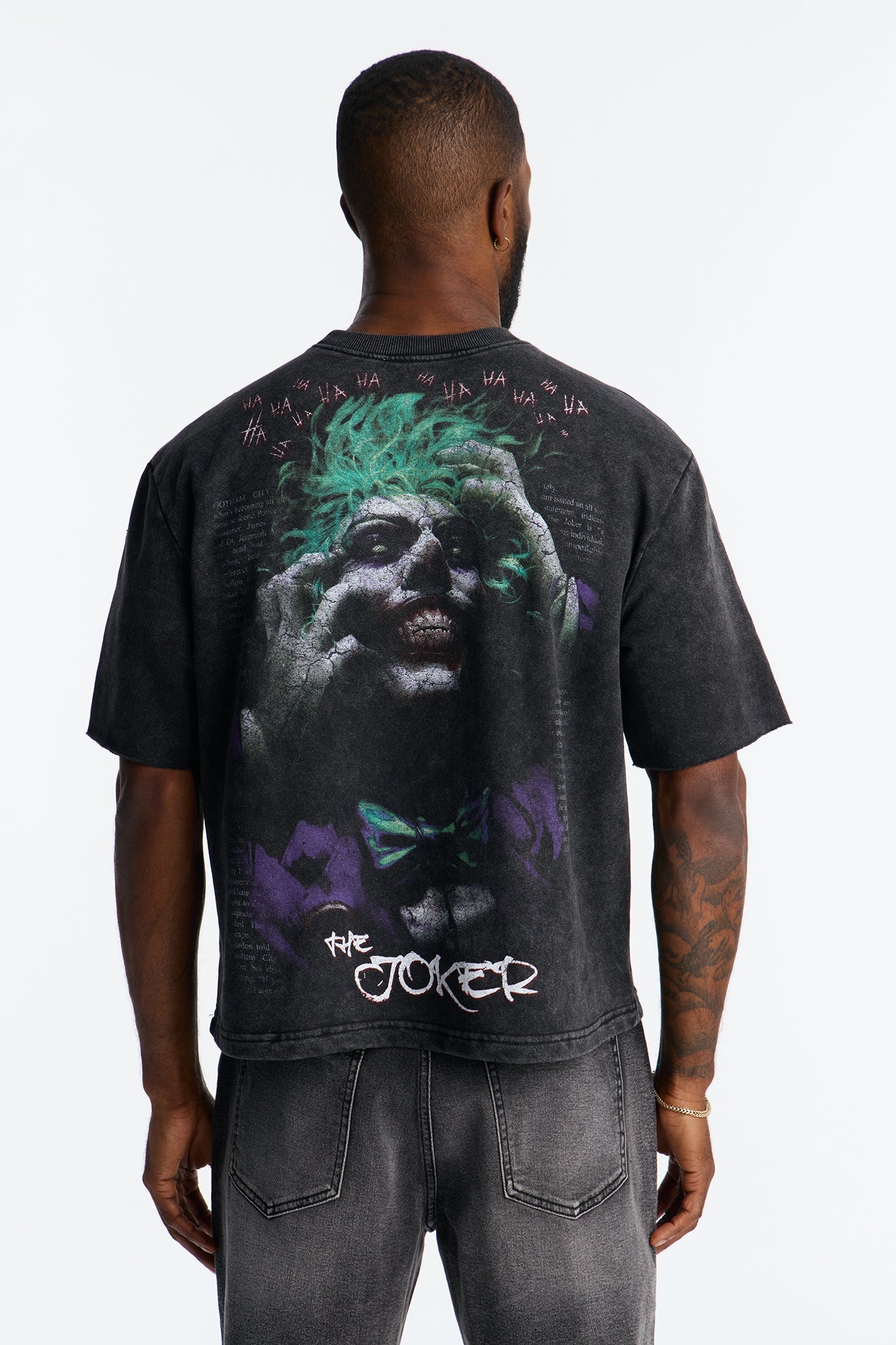 Oversized Joker Anarchy Short Sleeve Fleece Tee - Black Wash