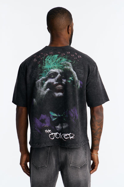Oversized Joker Anarchy Short Sleeve Fleece Tee - Black Wash