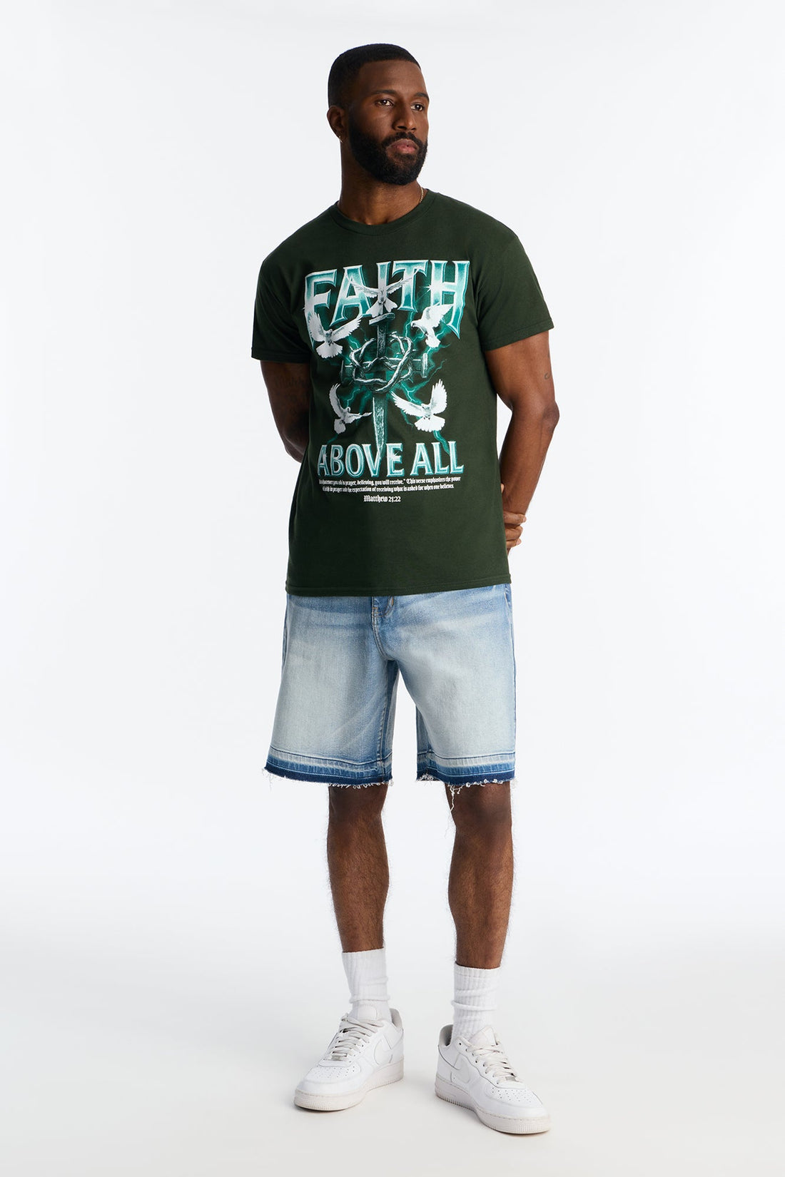 Faith Above All And Forever Short Sleeve Tee - Green
