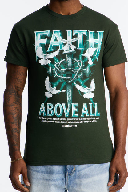Faith Above All And Forever Short Sleeve Tee - Green