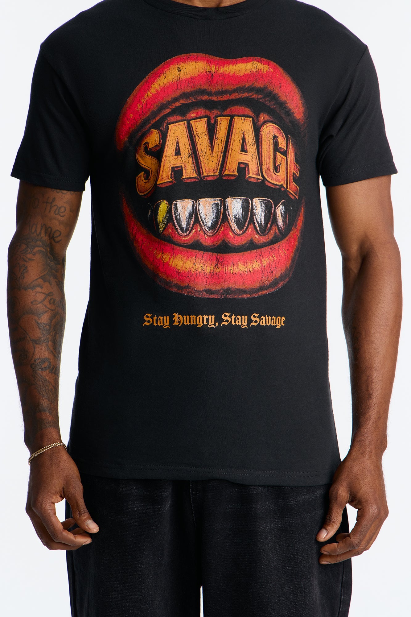 Stay Hungry Stay Savage Short Sleeve Tee - Black