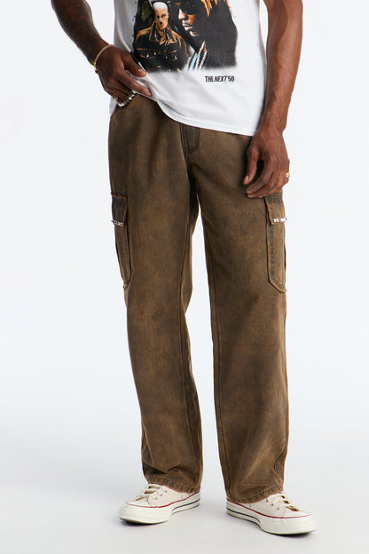 Straight Riot Studded Pant - Brown