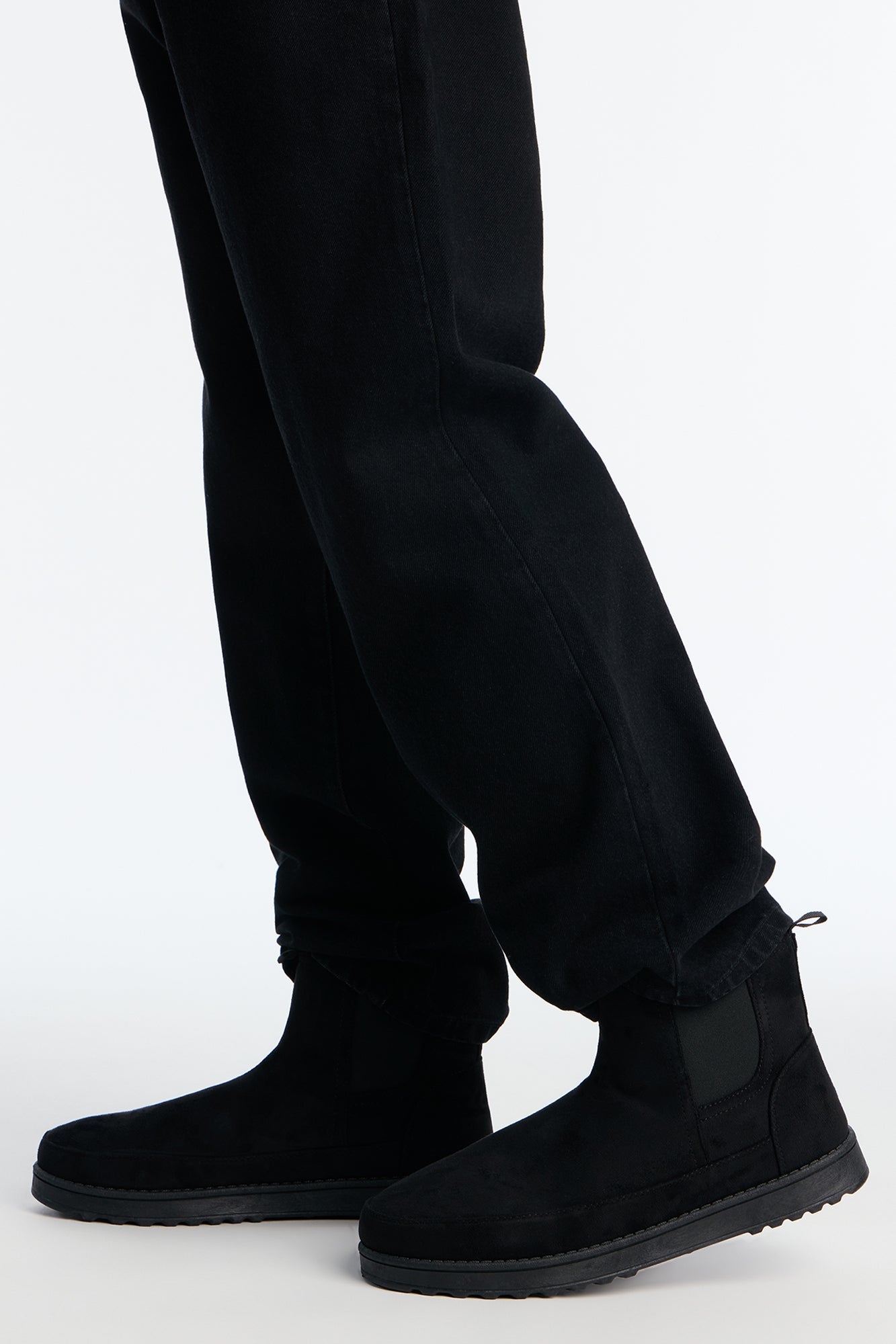 Faux Suede Chelsea Boot - Black