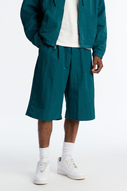 Baggy Pleated Tech Short - Teal