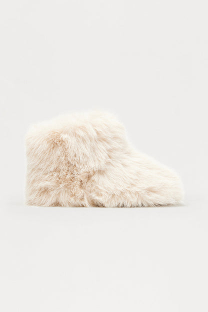 Northern Faux Fur Booties - Beige