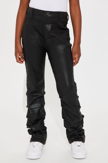 Mini Let Me See You Coated Stacked Pant - Black