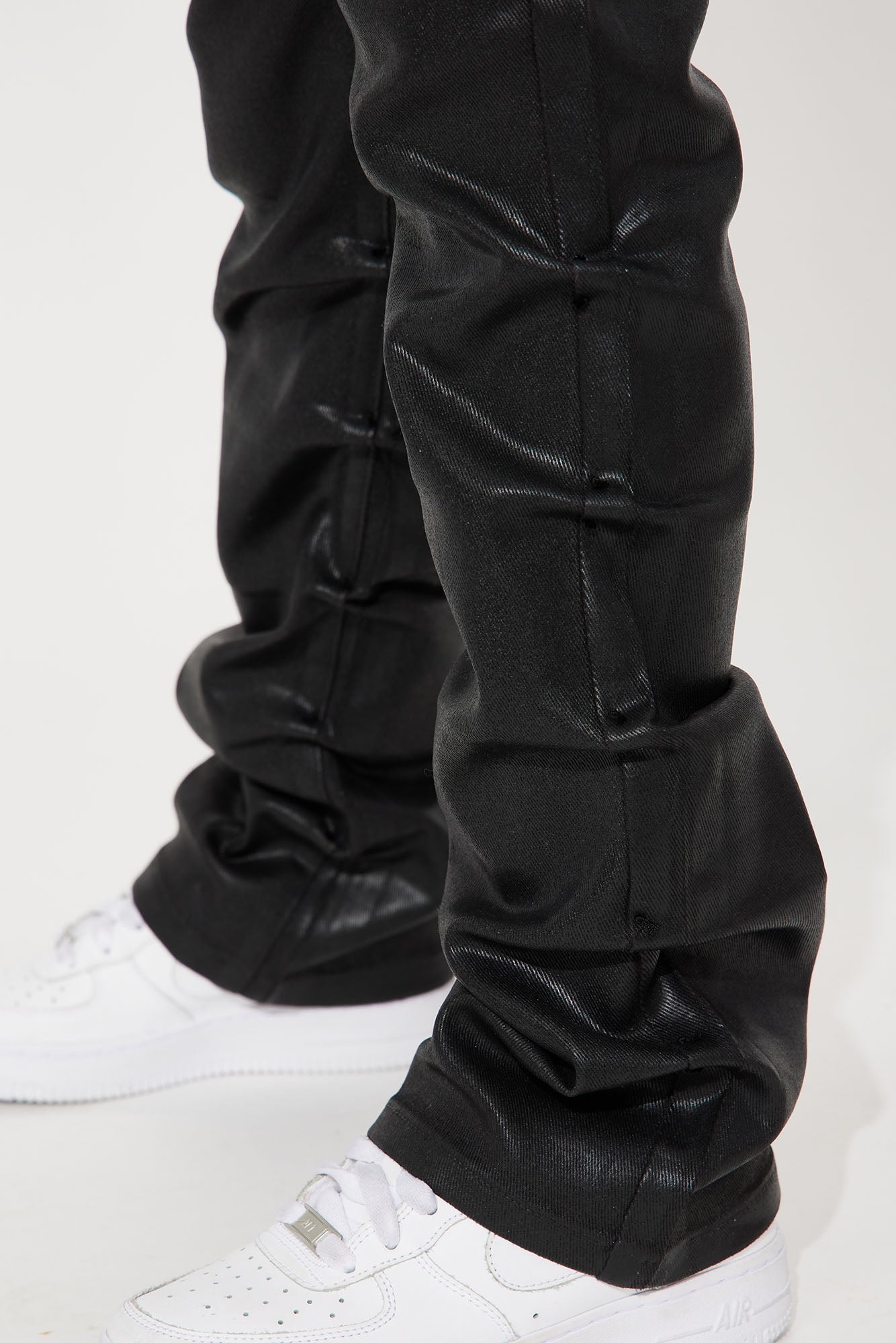 Mini Let Me See You Coated Stacked Pant - Black
