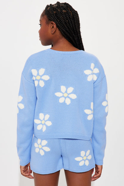 Mini Picking Petals Short Set - Periwinkle
