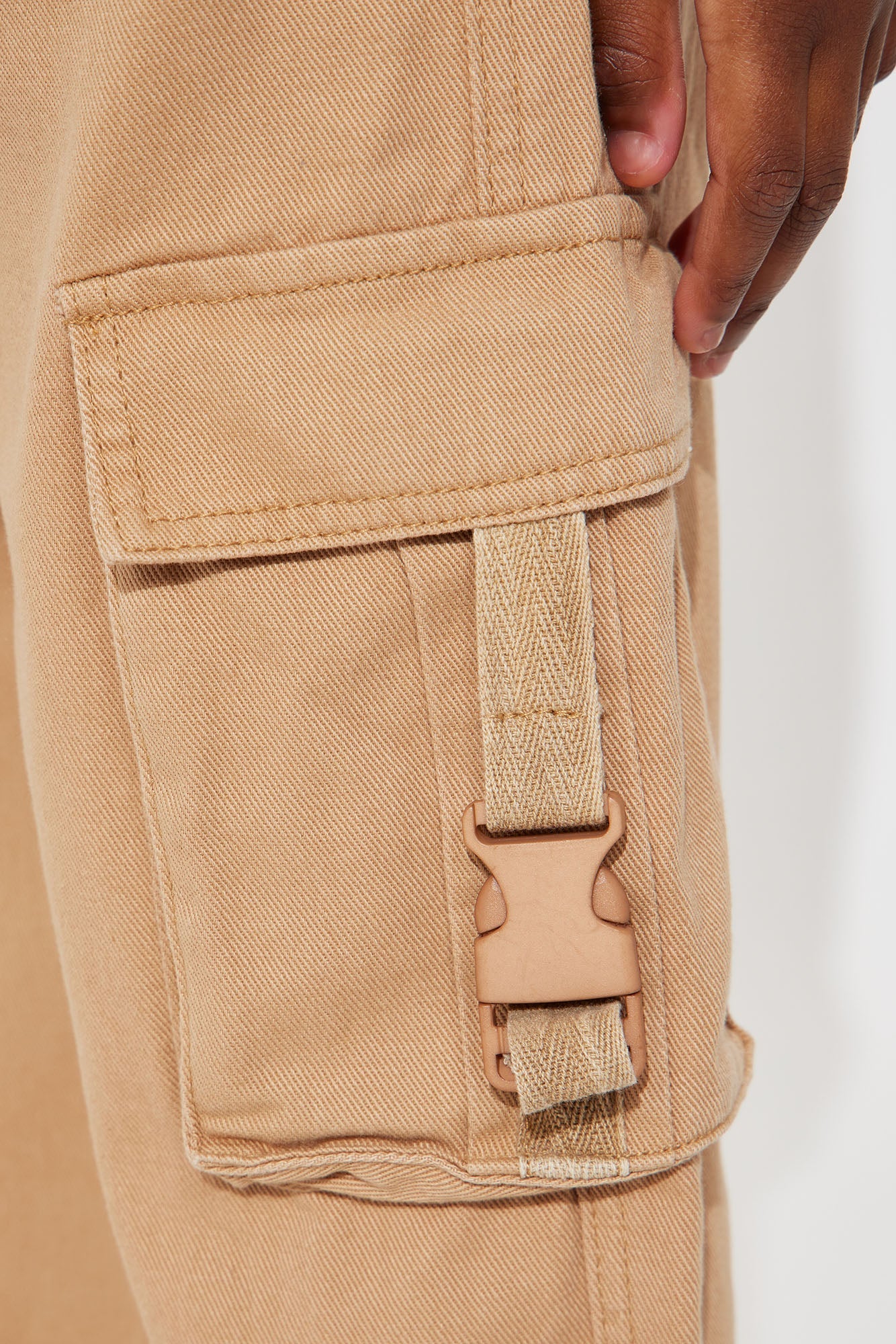 Mini Pleated Wide Cargo Pants - Khaki