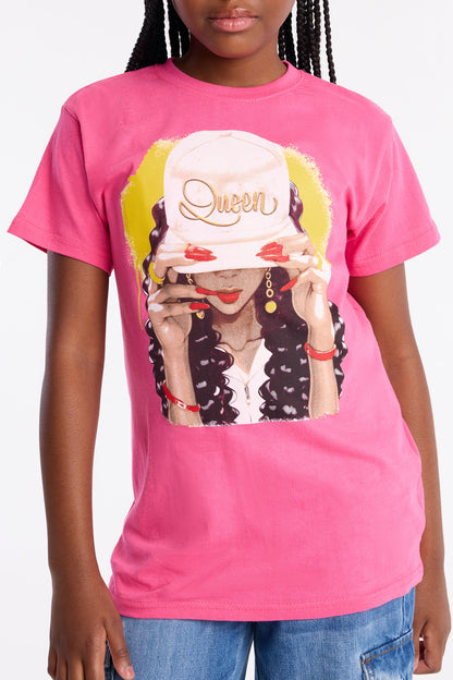 Mini Confident Queen Short Sleeve Tee - Pink