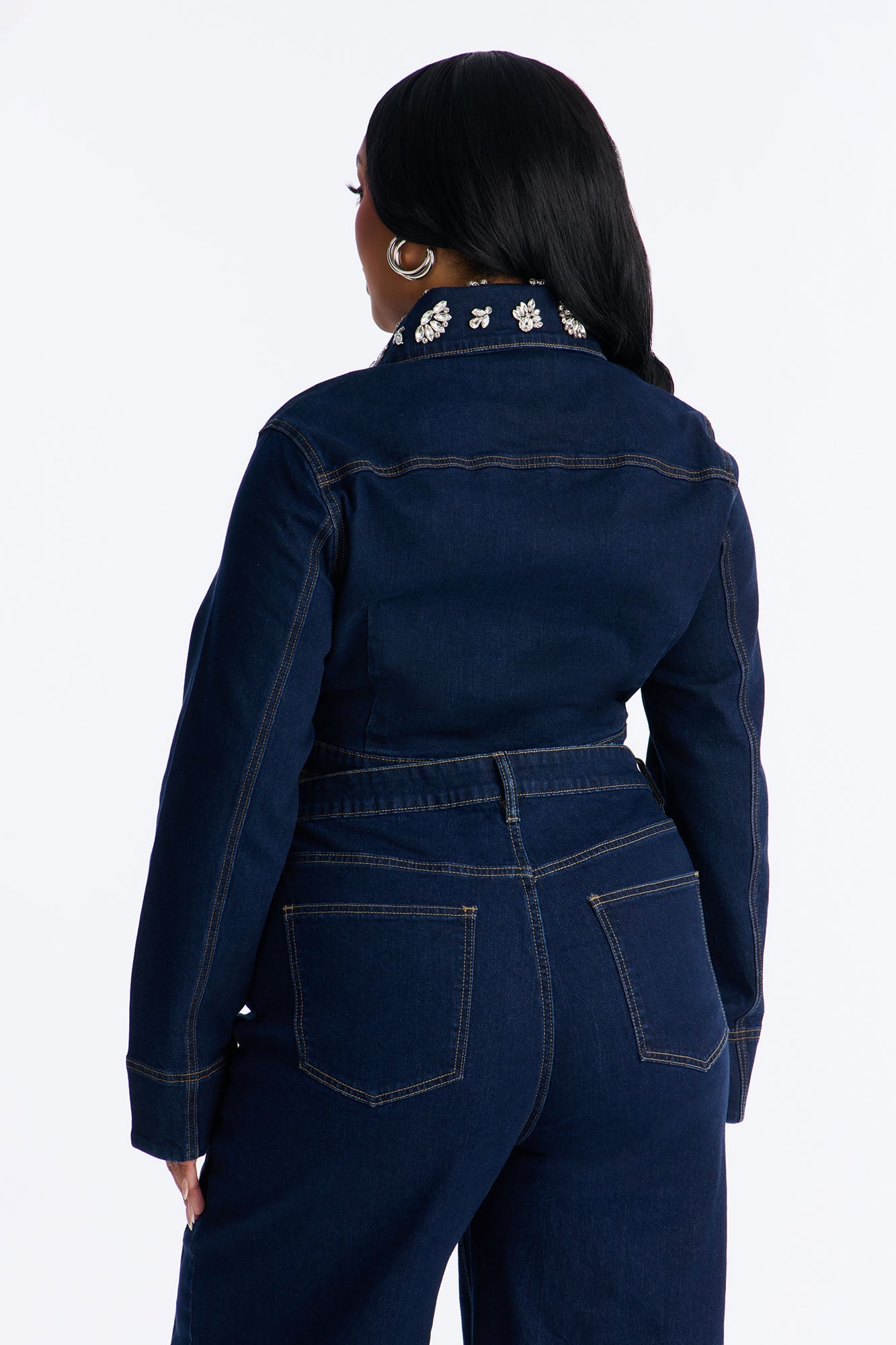Fame And Fortune Embellished Denim Jacket - Dark Wash
