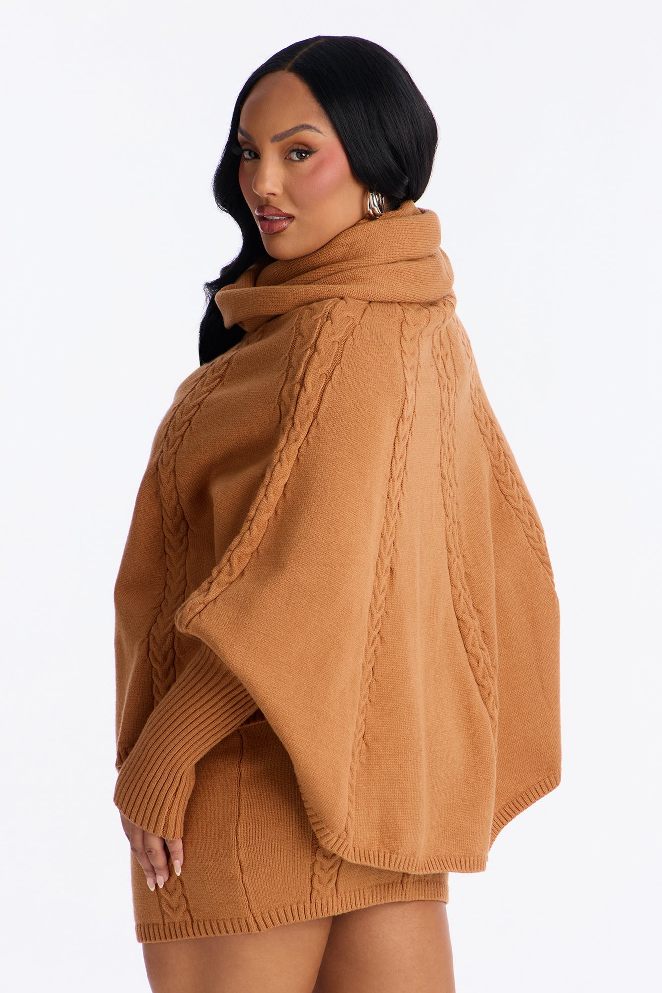 Bundle Me Up 3 Piece Sweater Skirt Set - Camel
