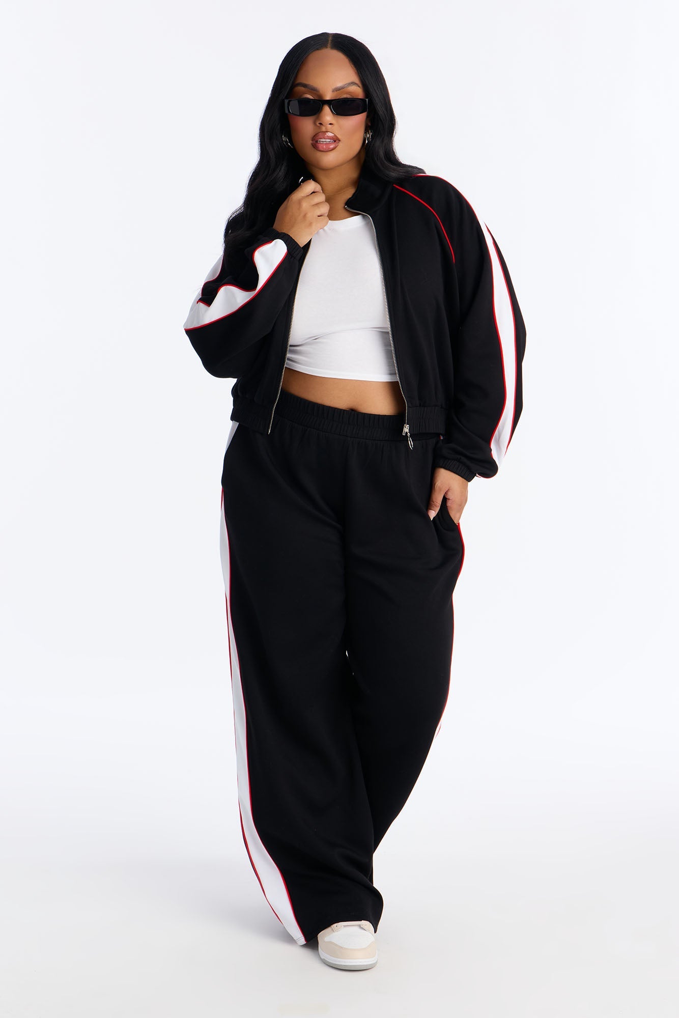 In Motion Mock Neck Lounge Pant Set - Black
