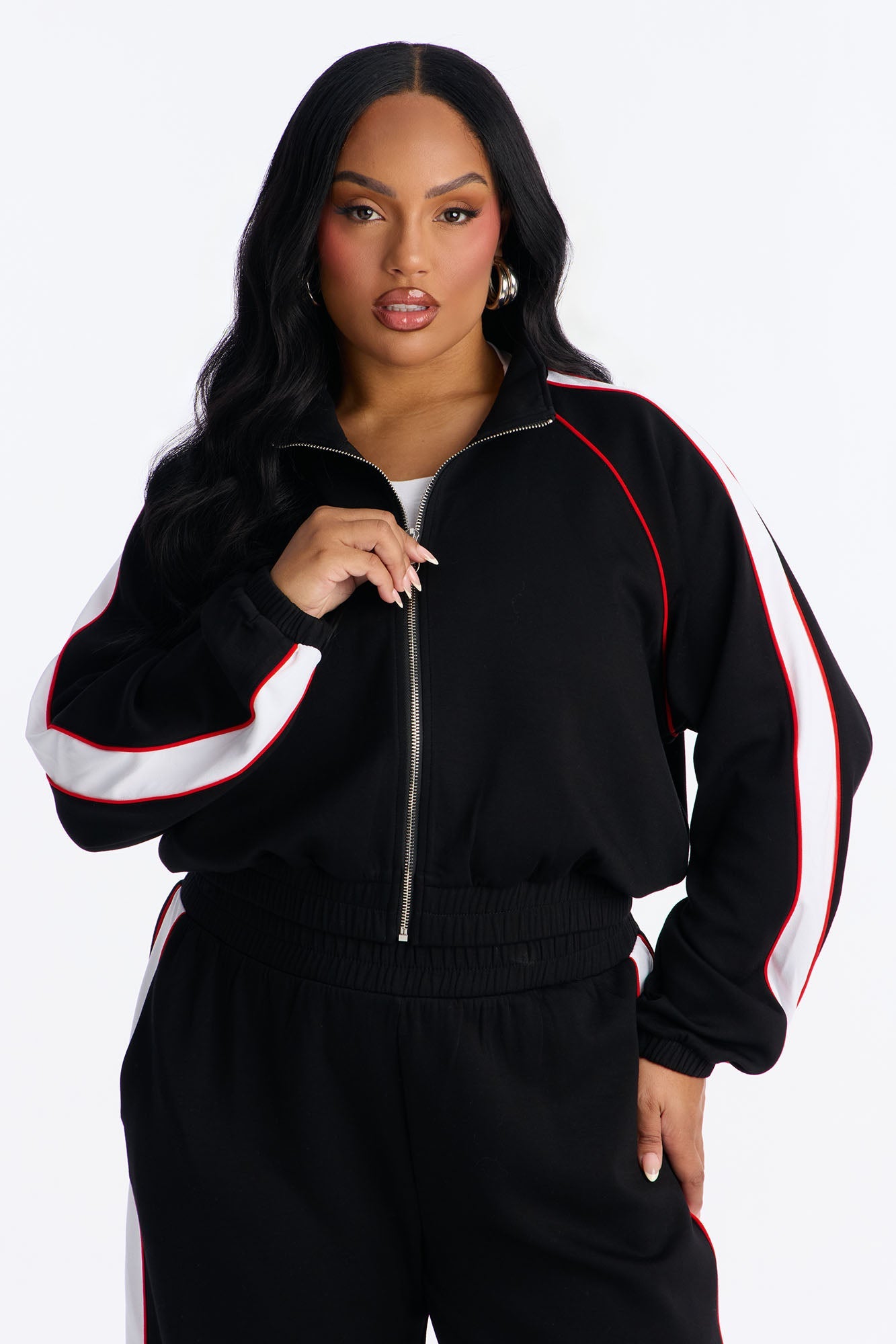 In Motion Mock Neck Lounge Pant Set - Black