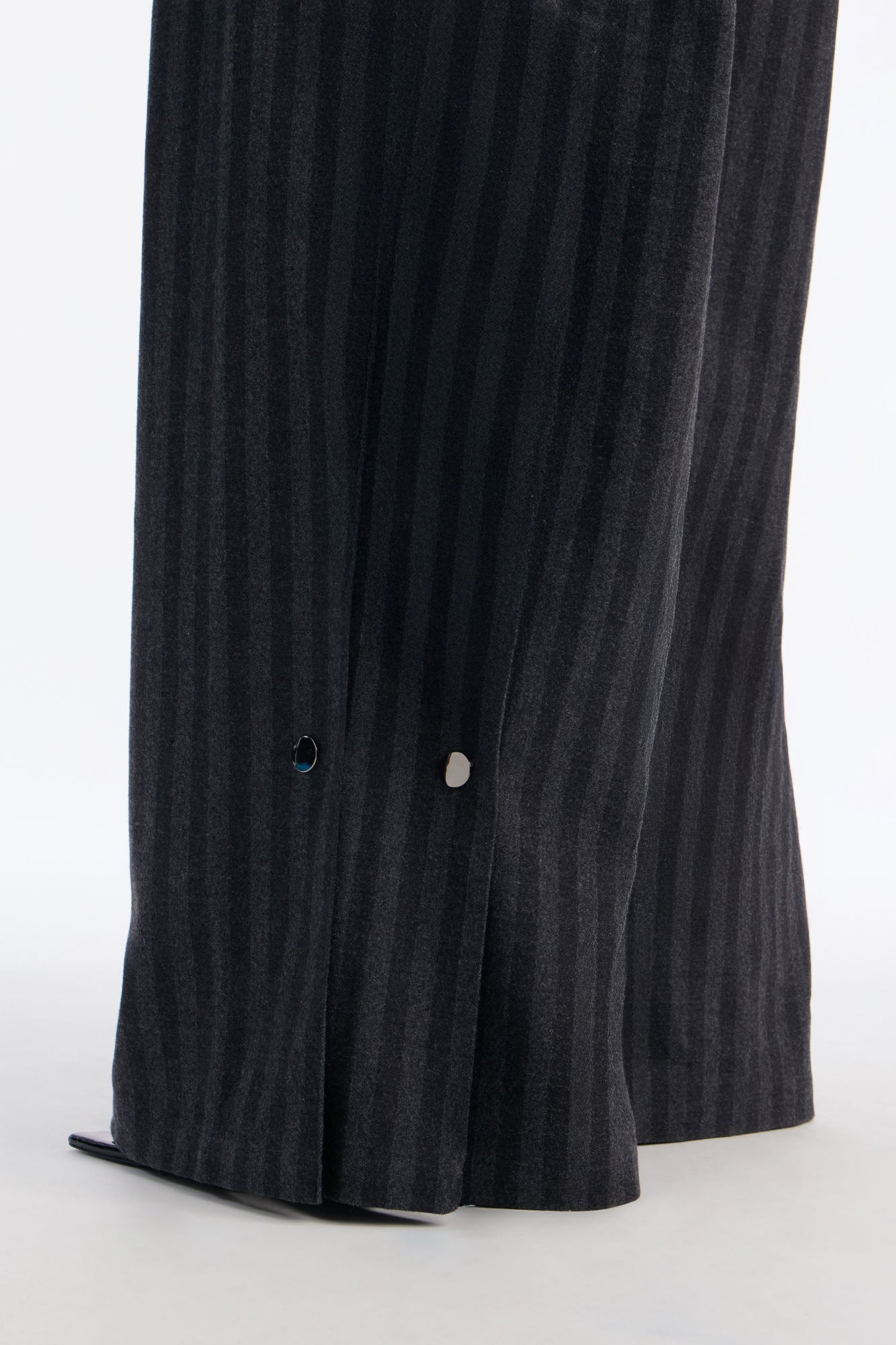 Wall Street Striped Wide Leg Trousers - Charcoal