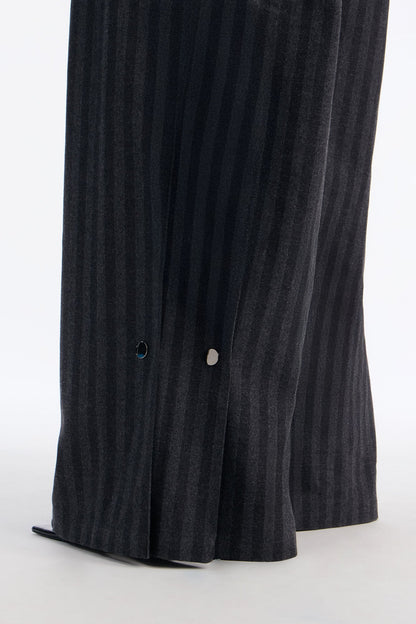 Wall Street Striped Wide Leg Trousers - Charcoal