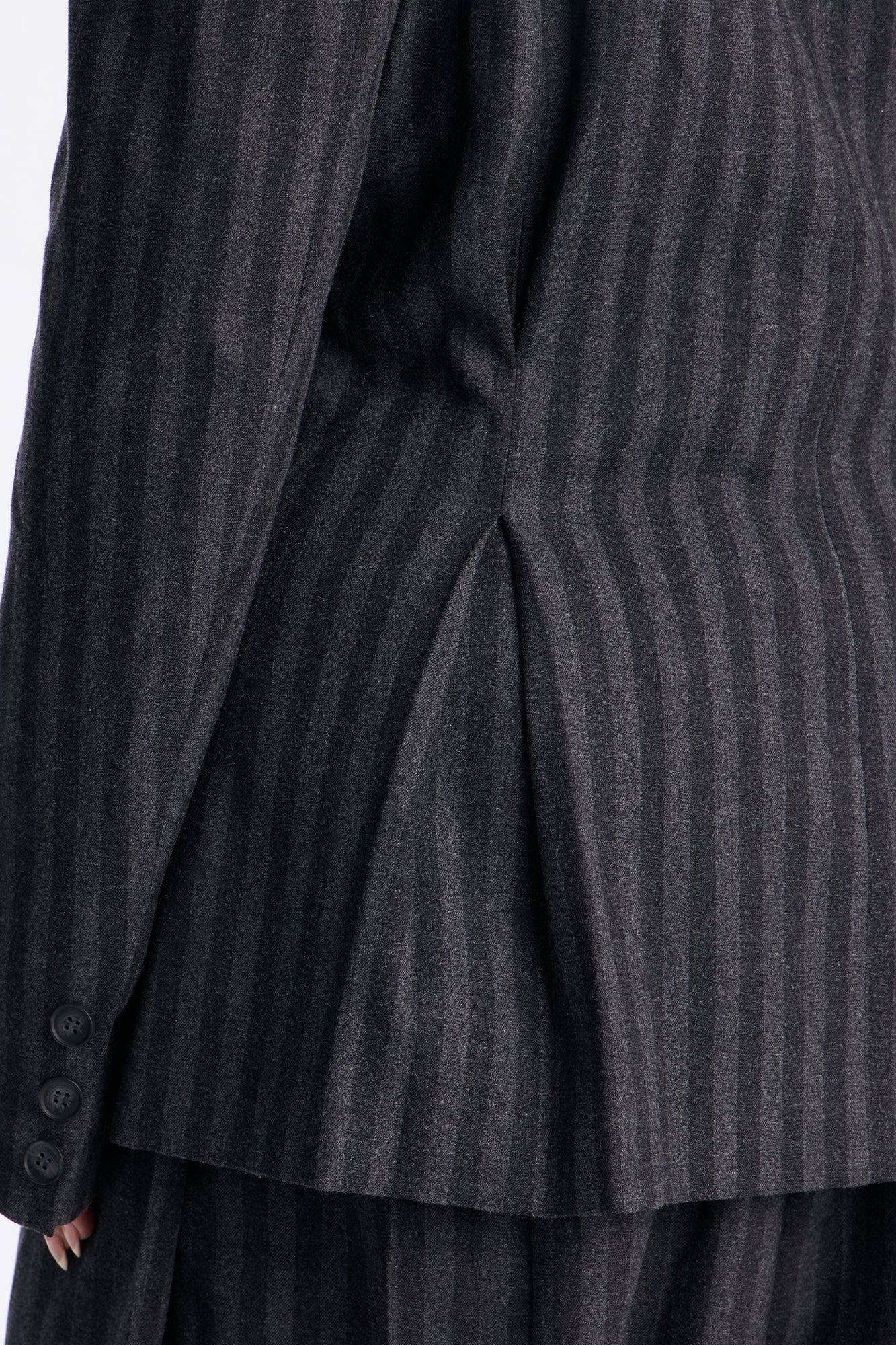 Wall Street Striped Double Breasted Blazer - Charcoal