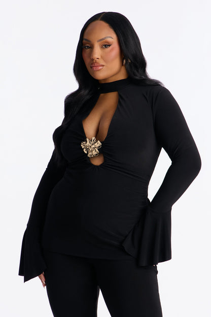Sugar High Ruffle And Flare Pant Set - Black