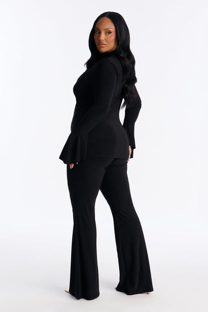 Sugar High Ruffle And Flare Pant Set - Black