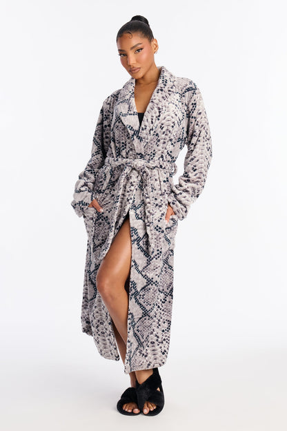 Laying Low Snake Skin Velour Robe - Grey/combo