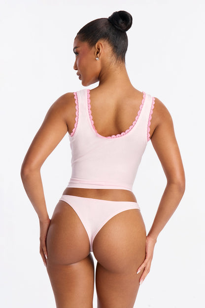 Stupid Cupid 2 Piece Cotton Tank And Panty Set - Pink