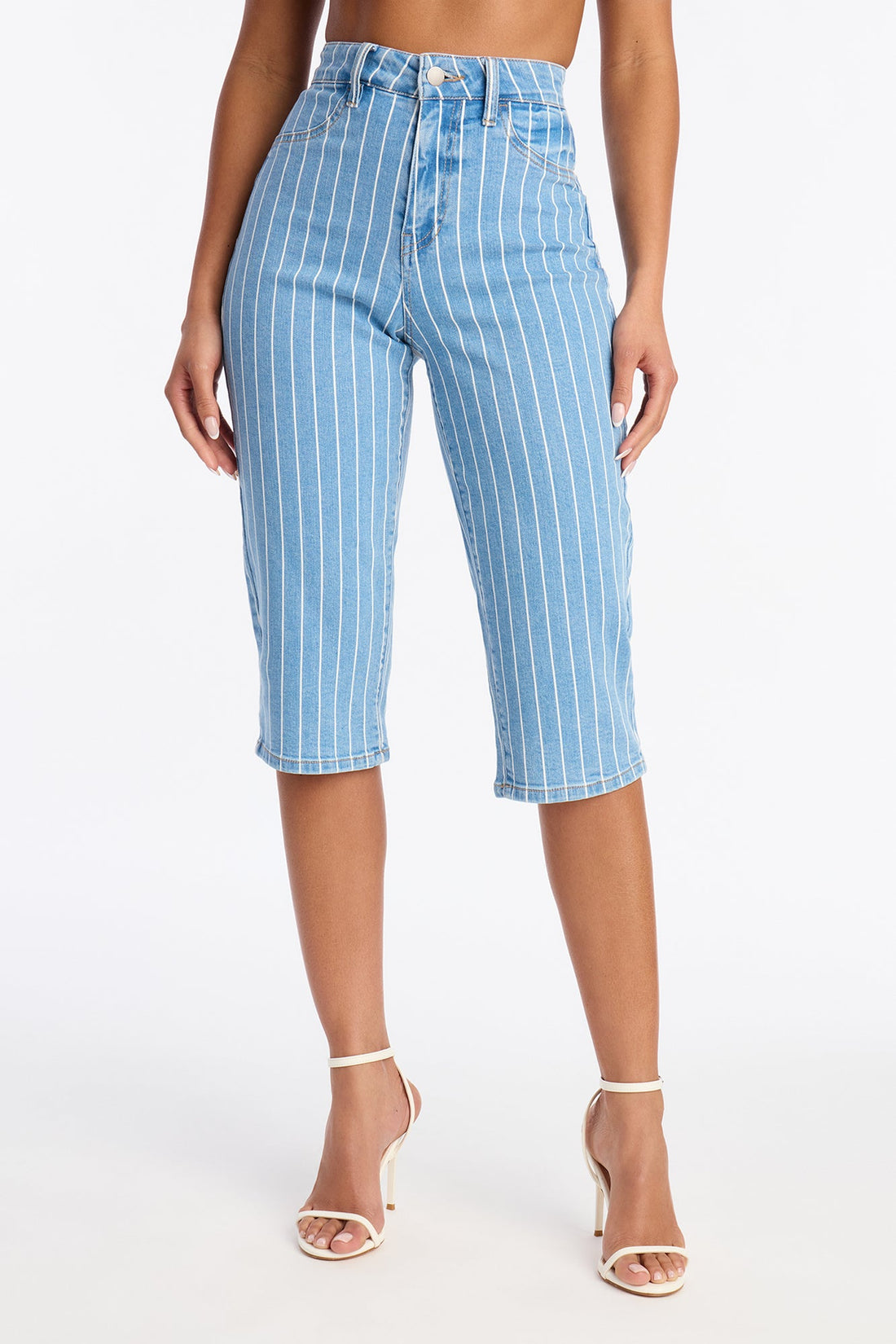 Crossed The Line Pedal Pusher Skinny Jeans - Light Blue