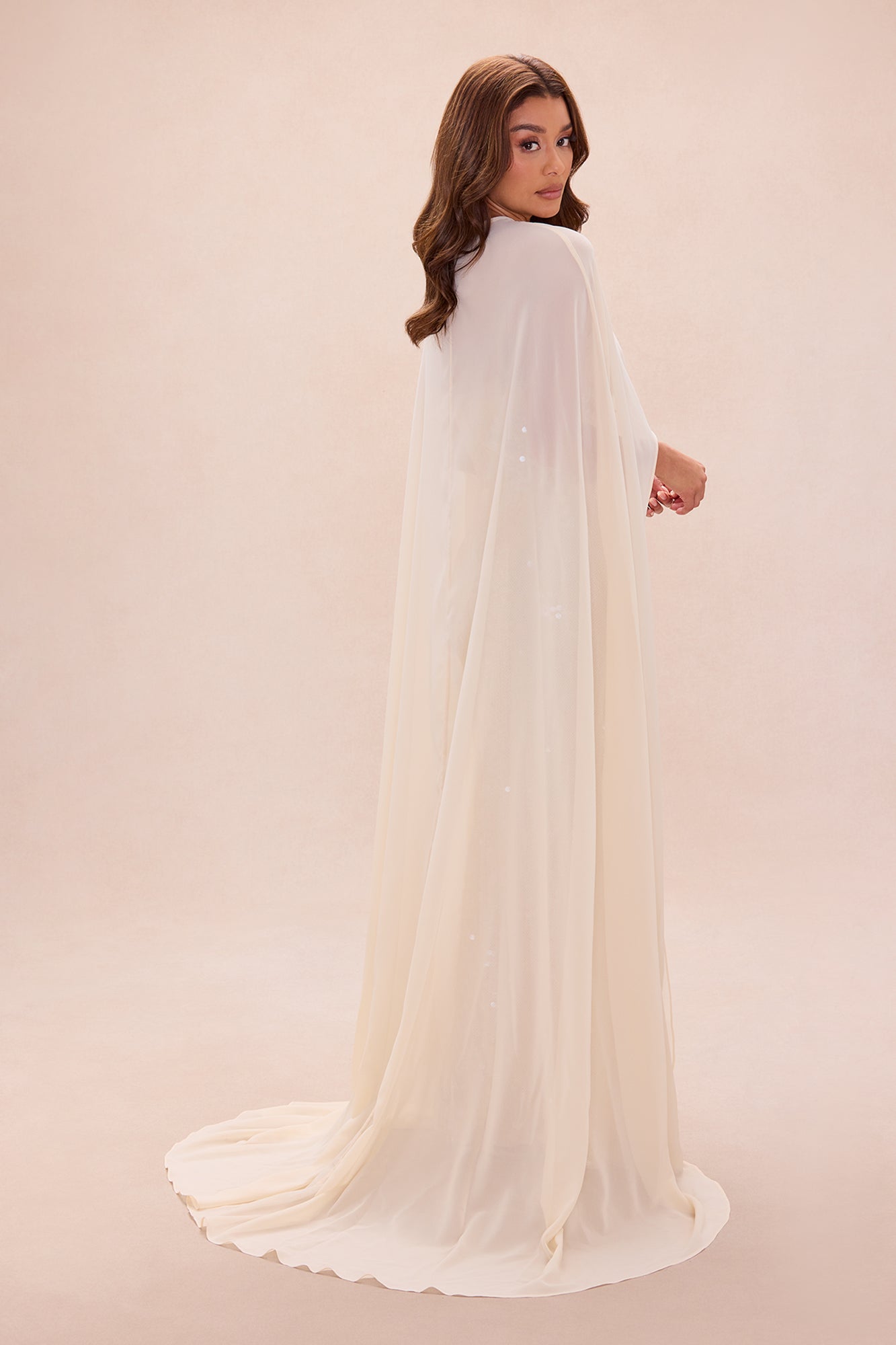 Ophelia Cape Sequin Maxi Dress - Champagne