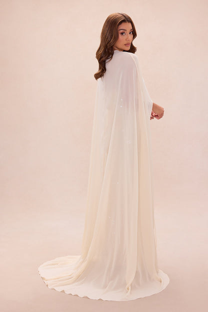 Ophelia Cape Sequin Maxi Dress - Champagne