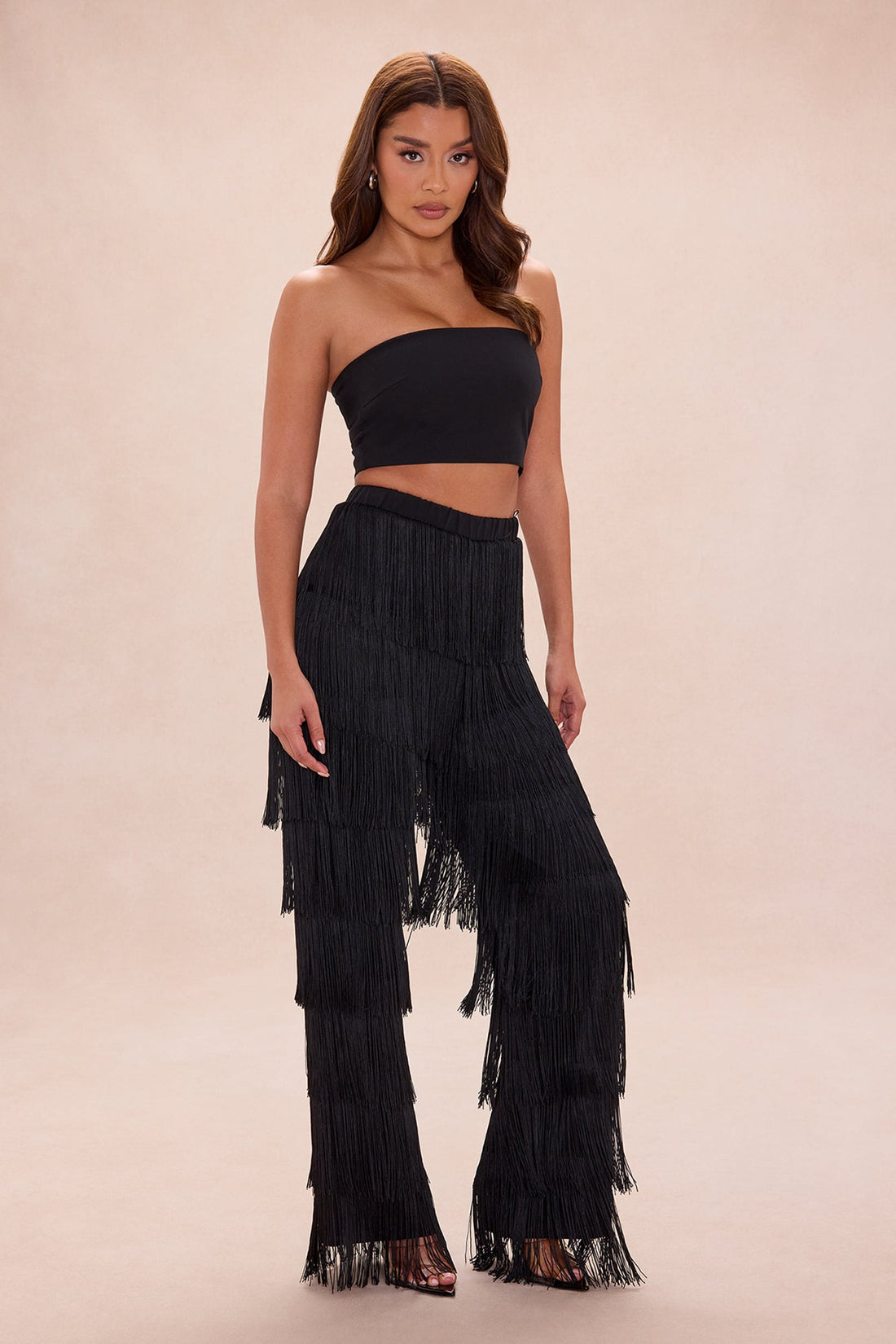 Dance All Night Fringe Pant Set - Black