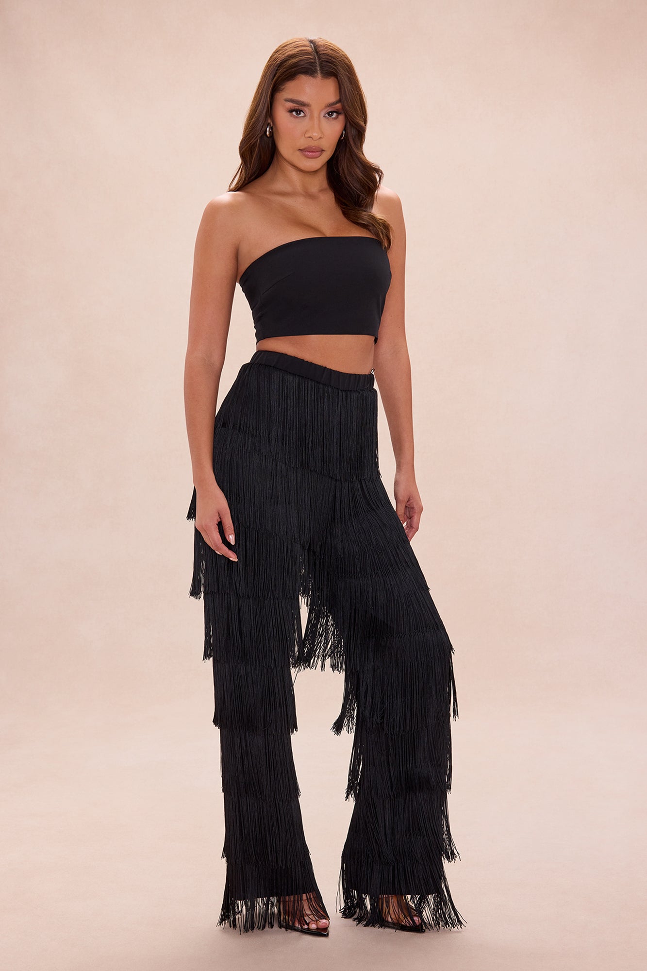Dance All Night Fringe Pant Set - Black