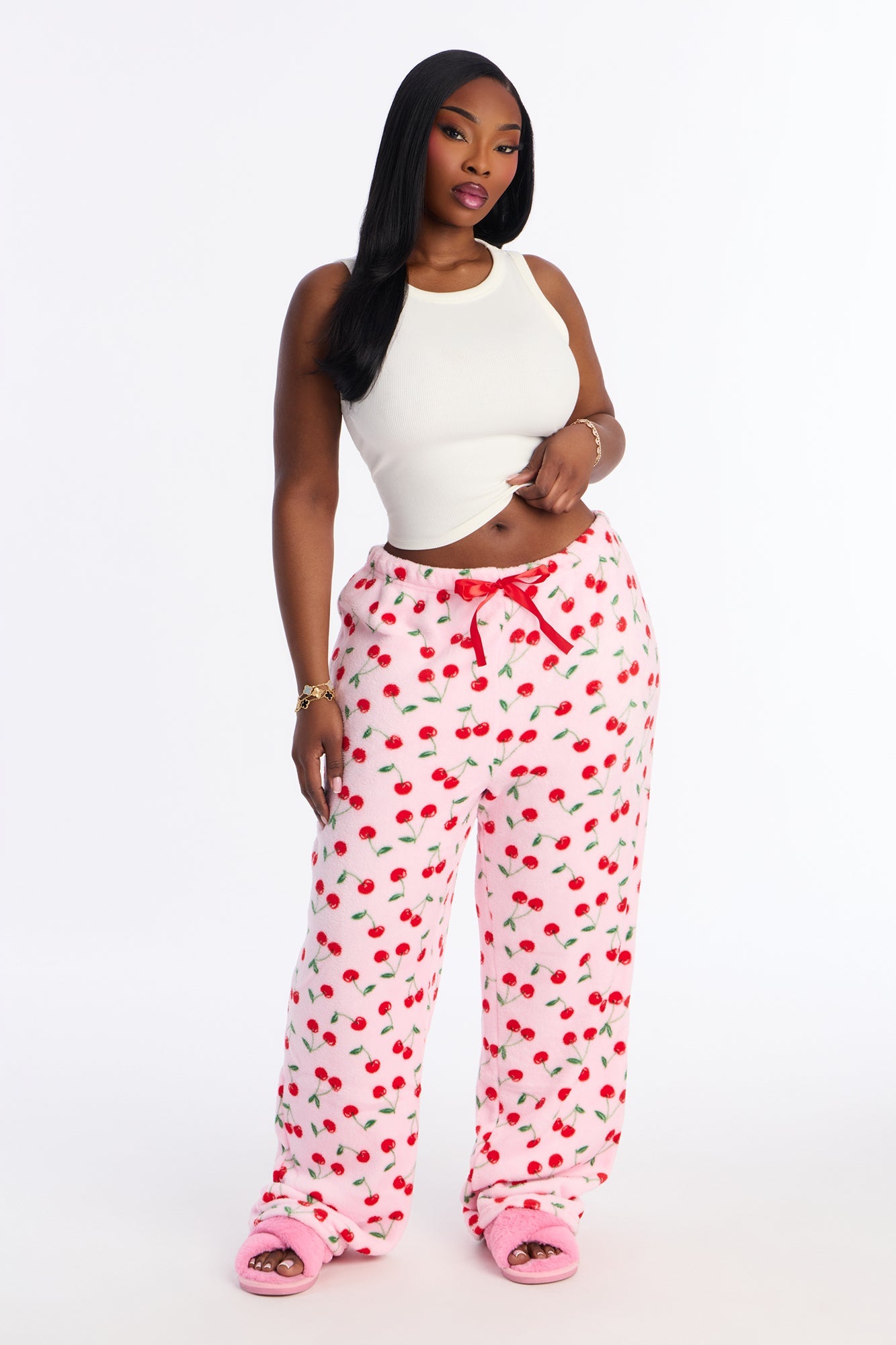 Cherry Baby Plush PJ Pant - Pink/combo