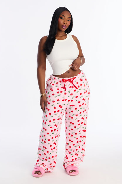 Cherry Baby Plush PJ Pant - Pink/combo