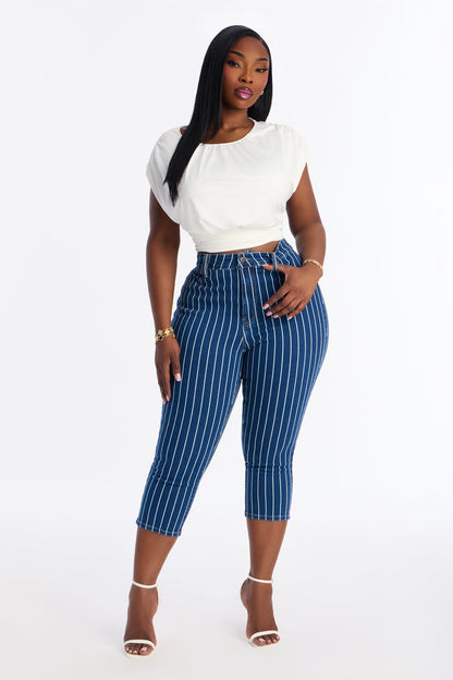 Crossed The Line Skinny Capri Jeans - Dark Wash