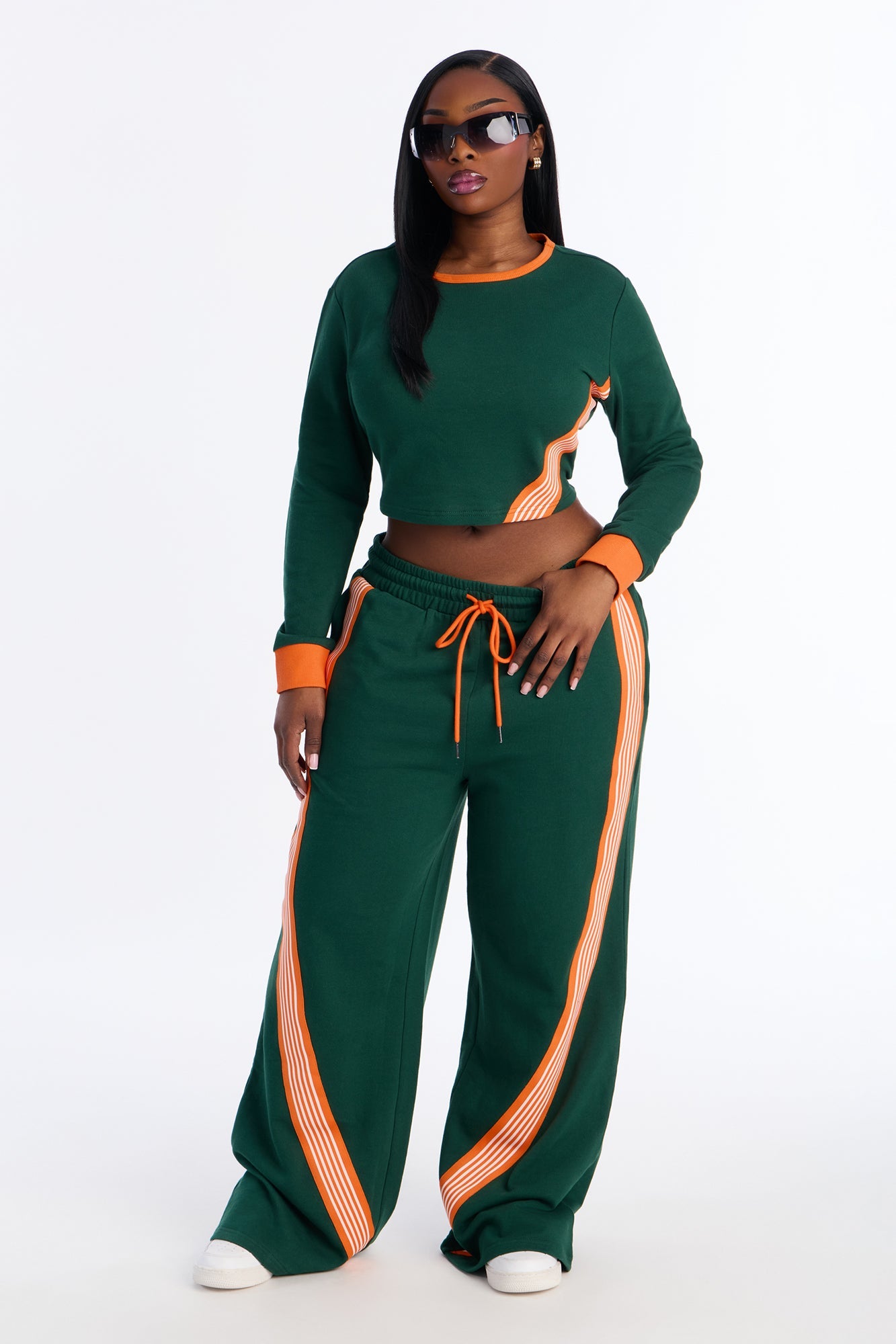 Varsity Babe Long Sleeve Pant Set - Hunter