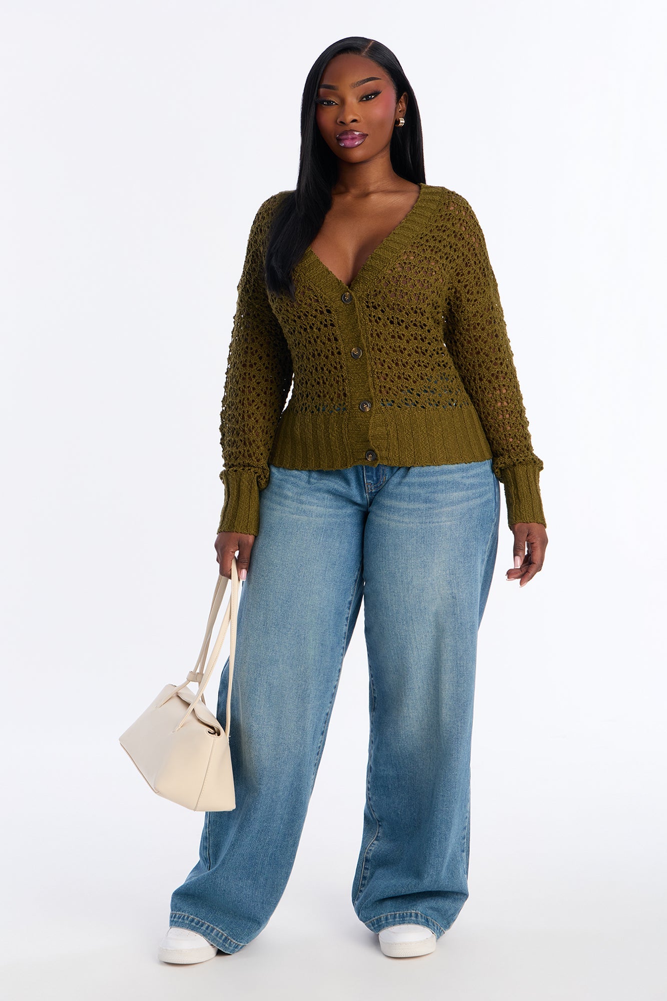 Made With Love Crochet Cardigan - Olive