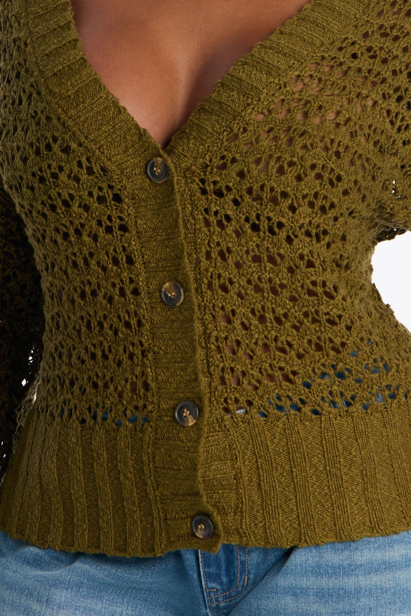 Made With Love Crochet Cardigan - Olive