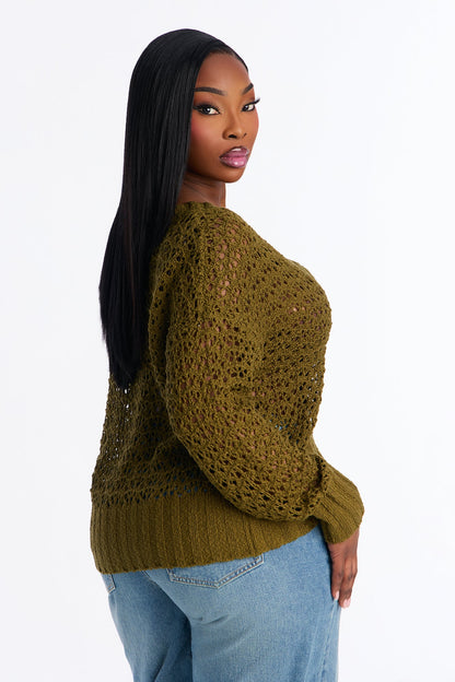 Made With Love Crochet Cardigan - Olive