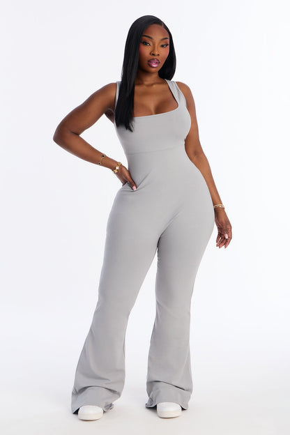 Selina Flare Leg Jumpsuit - Grey