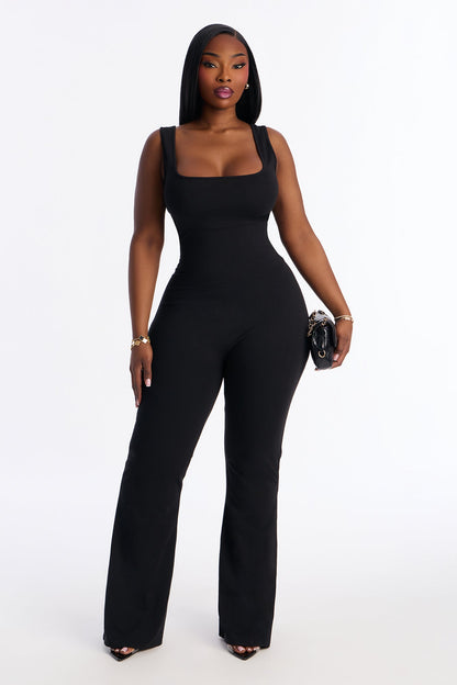 Selina Flare Leg Jumpsuit - Black