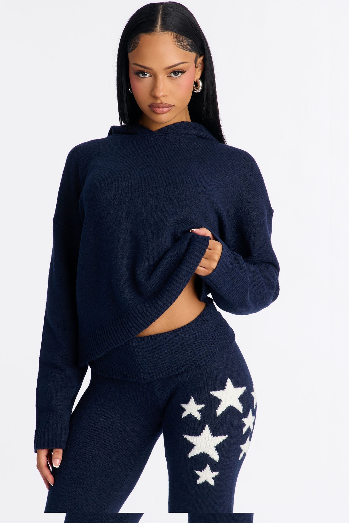 Shining Stars Sweater Pant Set - Navy