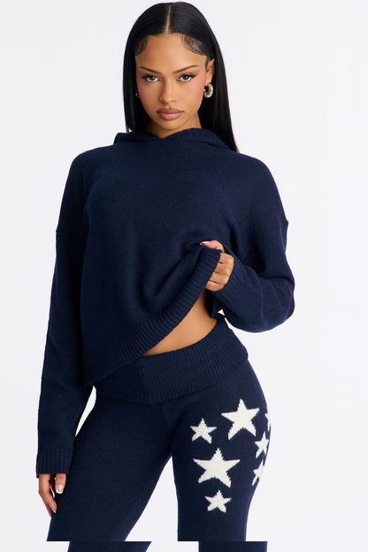 Shining Stars Sweater Pant Set - Navy