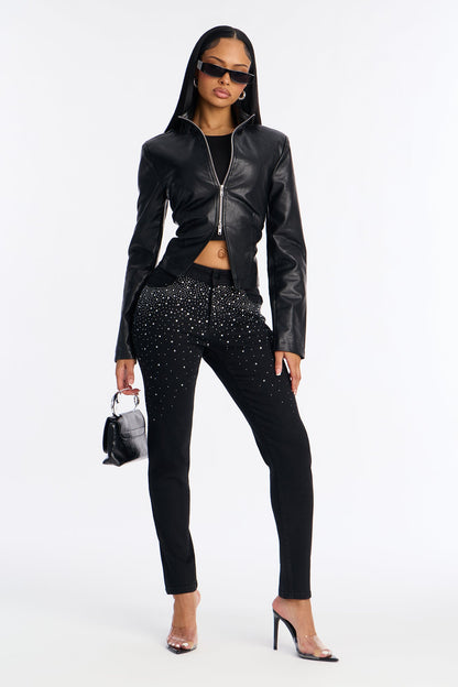 Glitz And Glamour Rhinestone Skinny Jeans - Black