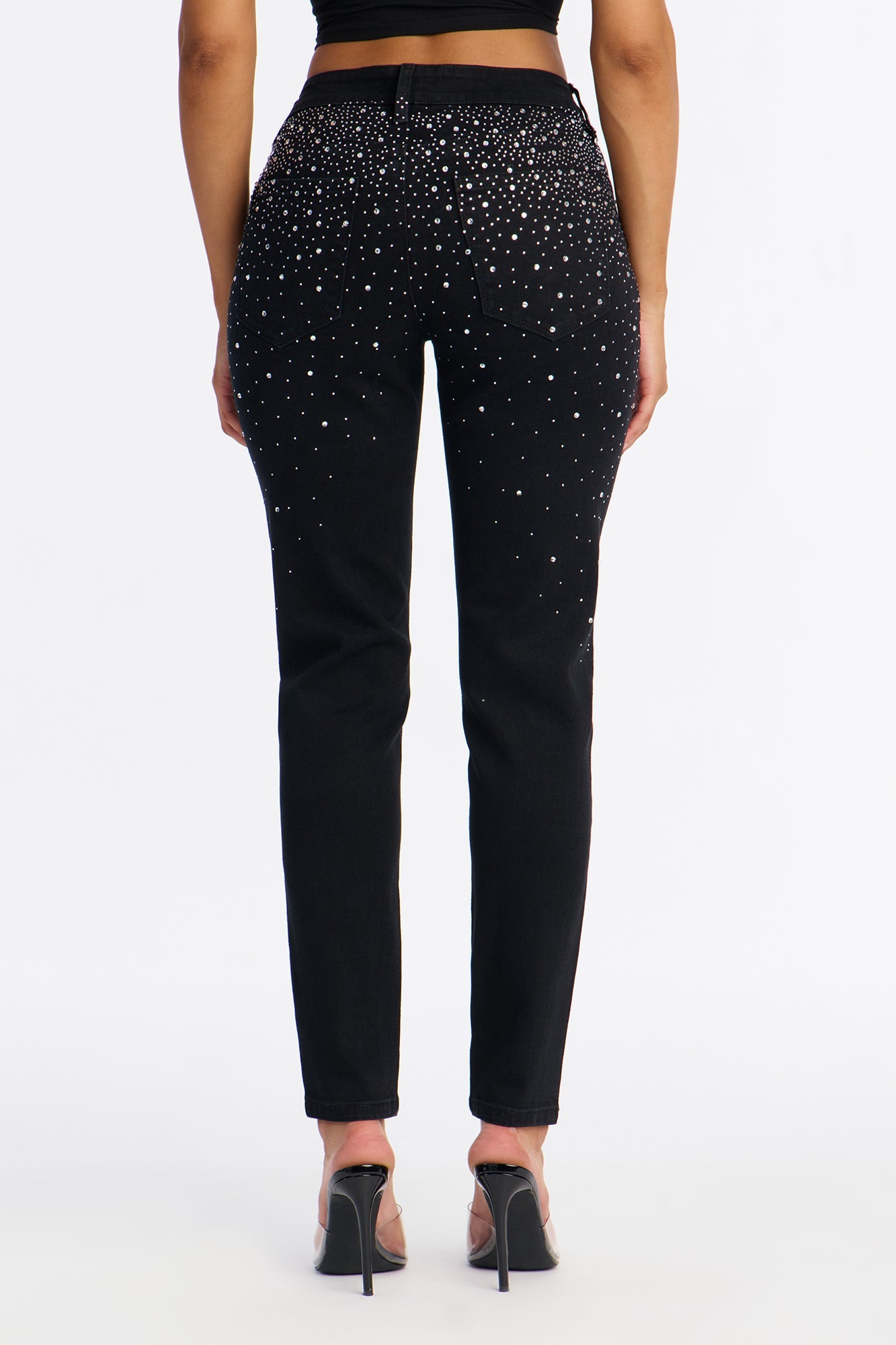 Glitz And Glamour Rhinestone Skinny Jeans - Black