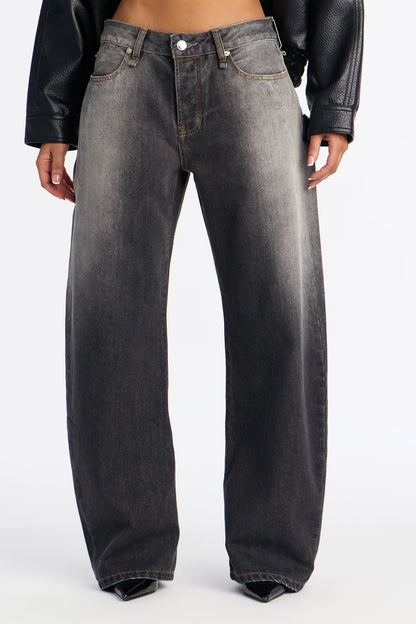 Stockholm Horseshoe Barrel Leg Jeans - Dark Grey
