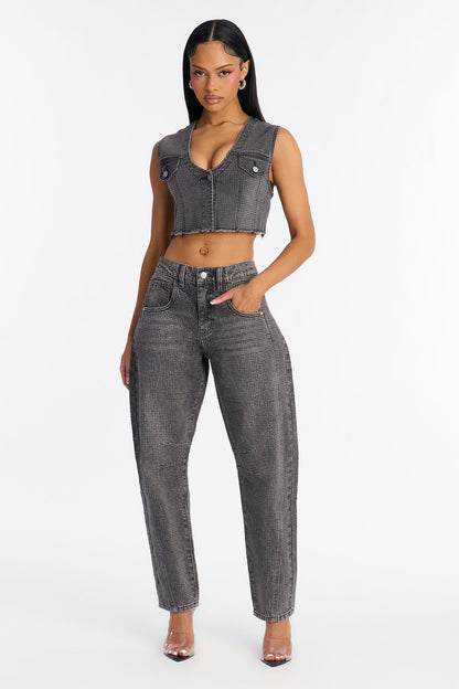 Razzle Dazzle Embellished Jeans - Grey