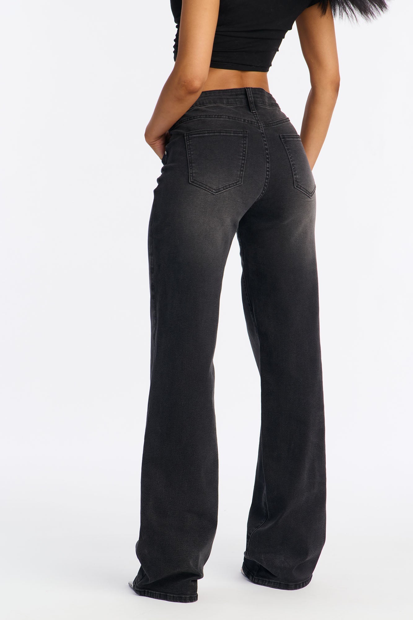 Tall Vita Low Waist Stretch Baggy Jeans - Black Wash