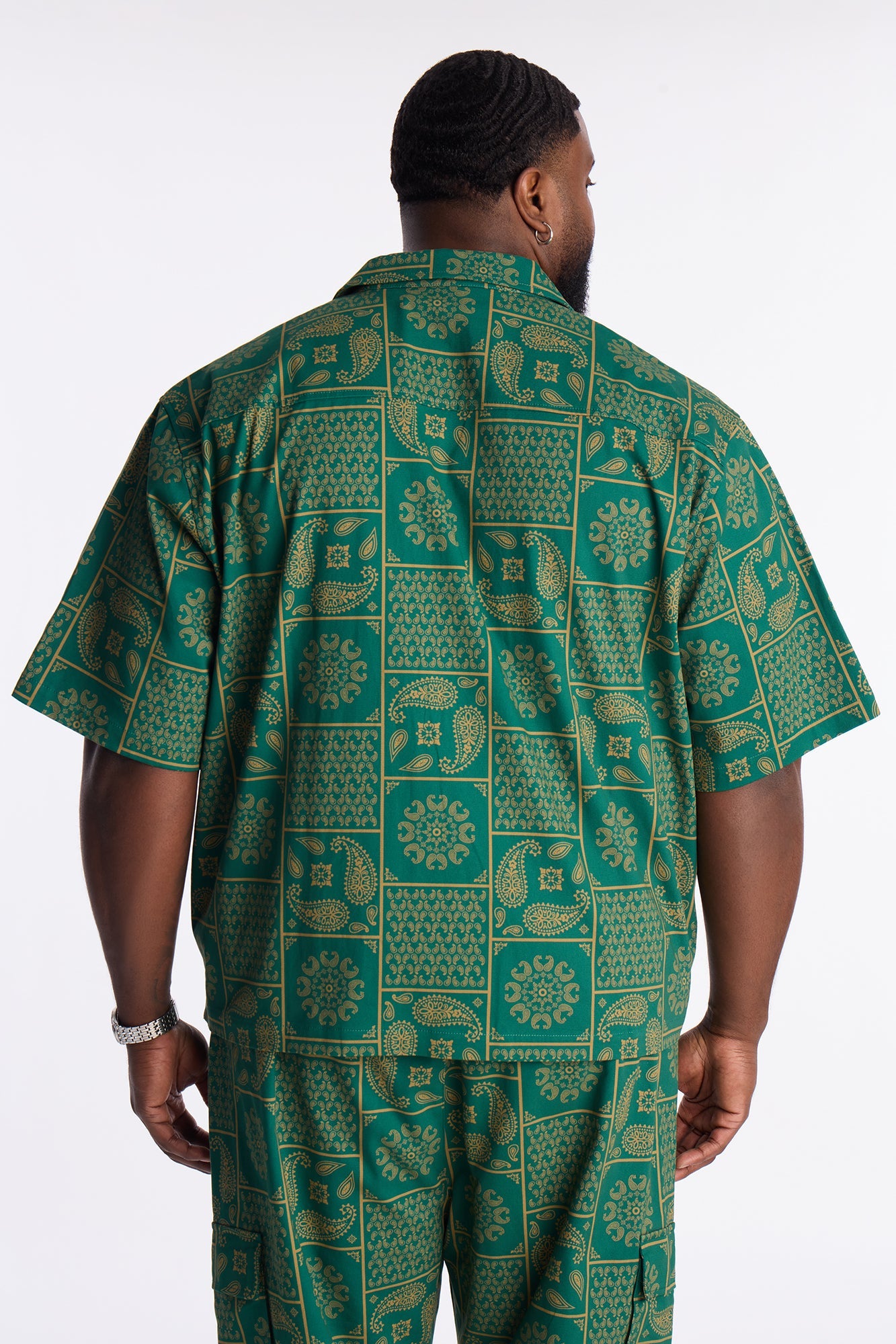 Clinton Hill Mosaic Button Up Shirt - Hunter Green