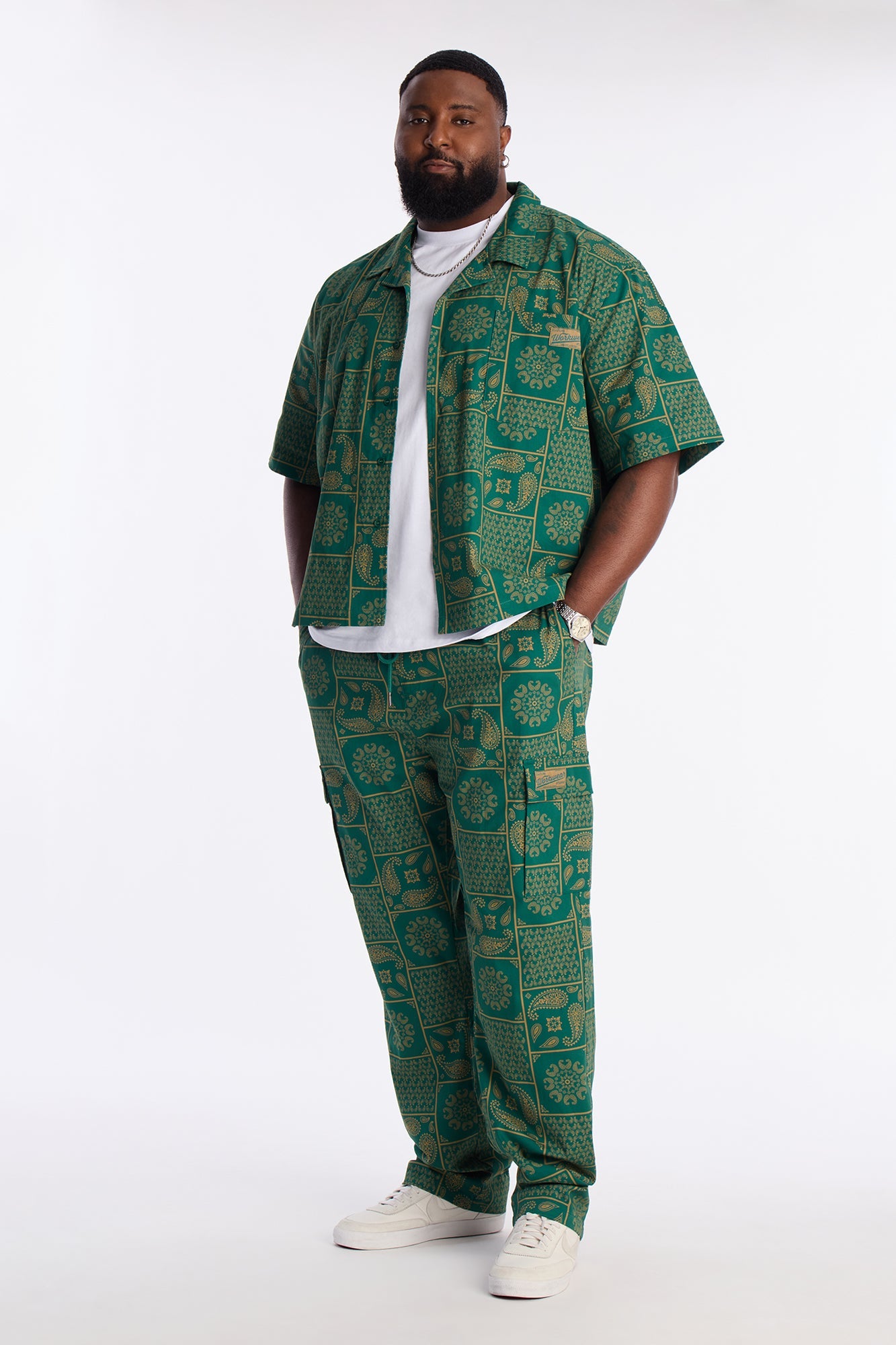 Slim Clinton Hill Mosaic Twill Cargo Pant - Green