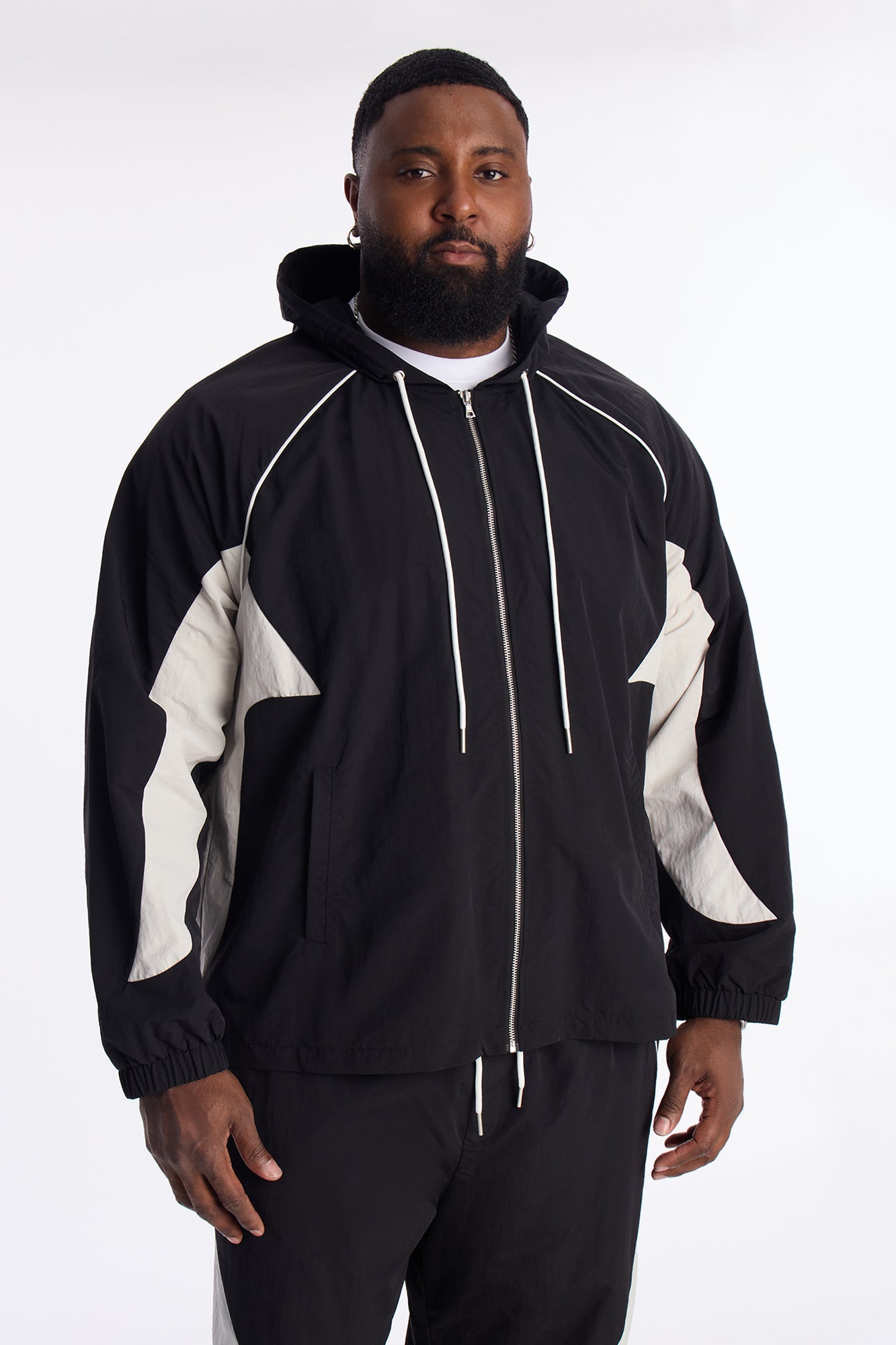 Relaxed Aura Coded Hooded Track Jacket - Black