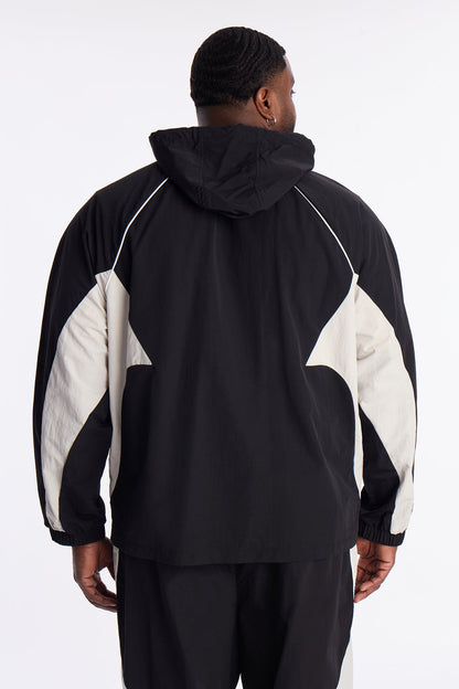 Relaxed Aura Coded Hooded Track Jacket - Black
